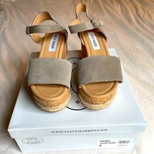 Steve Madden Prima Platform Espadrilles 6 - Taupe Suede